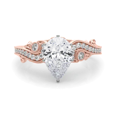 Carmel Vintage Inspired Lab Engagement Ring, Pear