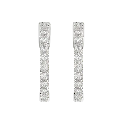 Inside-Out Lab Diamond Silver Hoop Earrings (.50 ct. tw. 22 mm)-Silver