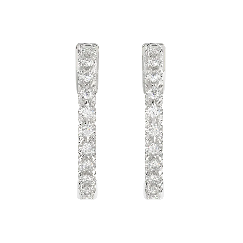 Inside-Out Lab Diamond Silver Hoop Earrings (.50 ct. tw. 22 mm)-Silver
