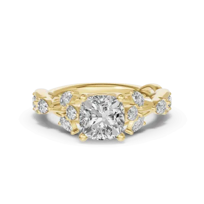Botanical Twist Engagement Ring, Cushion