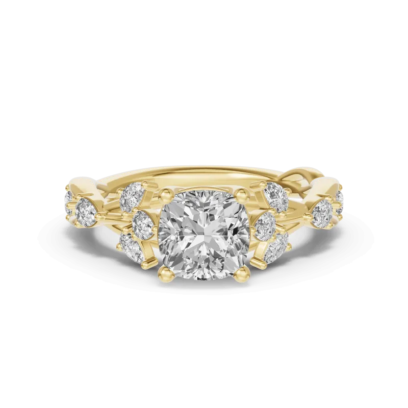 Botanical Twist Engagement Ring, Cushion
