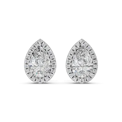 Bellara Pear-Shaped Lab Diamond Halo Earrings (1.30 ct. tw.)-14K White Gold