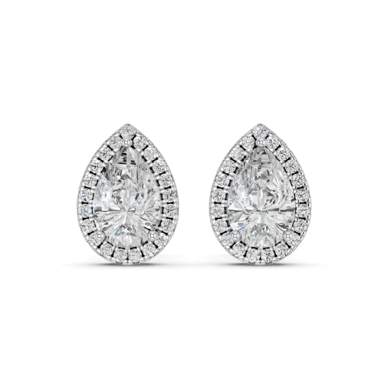 Bellara Pear-Shaped Lab Diamond Halo Earrings (1.30 ct. tw.)-14K White Gold