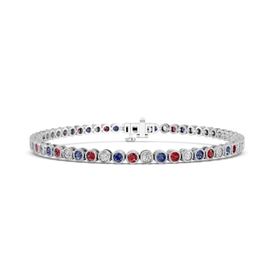 Patriotic Lab Diamond Bezel Tennis Bracelet (3.50 ct. tw.)-Silver