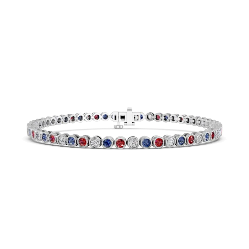 Patriotic Lab Diamond Bezel Tennis Bracelet (3.50 ct. tw.)-Silver