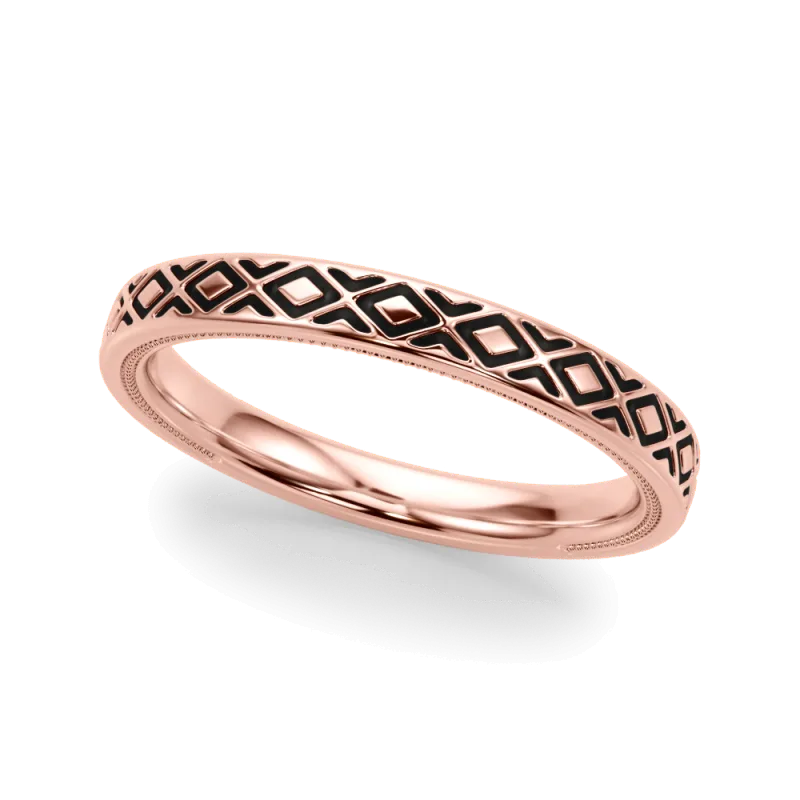 Peridorna Vintage Inspired Wedding Band 14K Rose Gold
