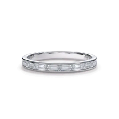 Bellora Channel-Set Lab Baguette Wedding Band 14K White Gold