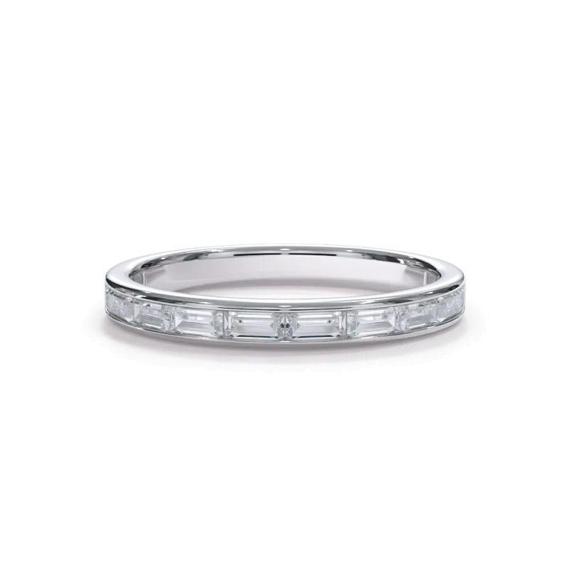 Bellora Channel-Set Lab Baguette Wedding Band 14K White Gold
