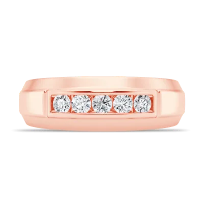 Raised Channel-Set Lab Diamond Wedding Band (7mm) 14K Rose Gold