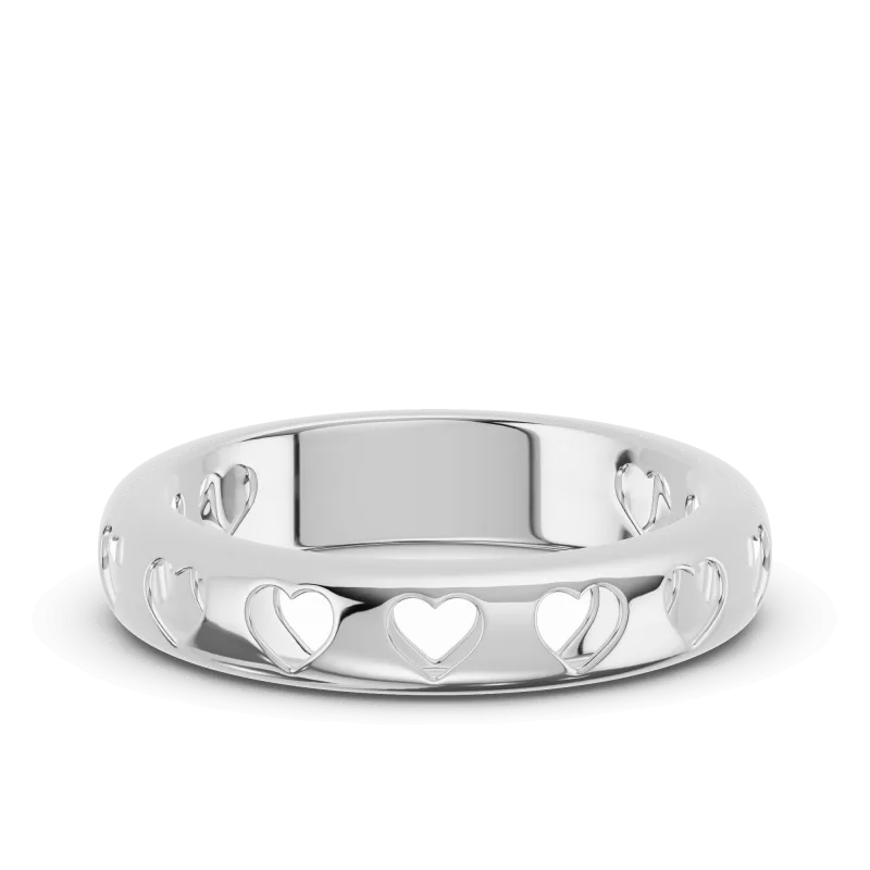 Eternity Heart Cutout Silver Wedding Band Silver