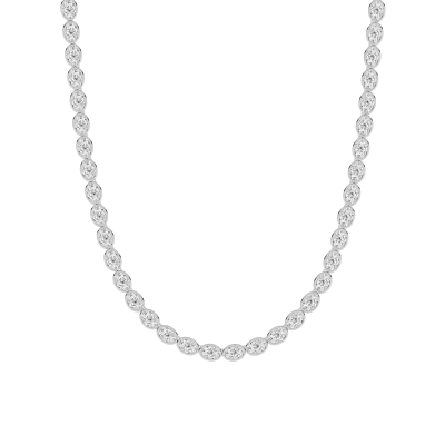 Adjustable Oval Lab Diamond Bezel Eternity Necklace (30.00 ct. tw.)-14K White Gold