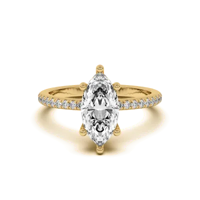 Marie Classic Hidden Halo Lab Pave Engagement Ring, Marquise