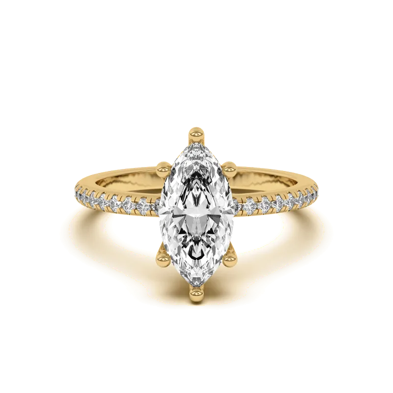 Marie Classic Hidden Halo Lab Pave Engagement Ring, Marquise