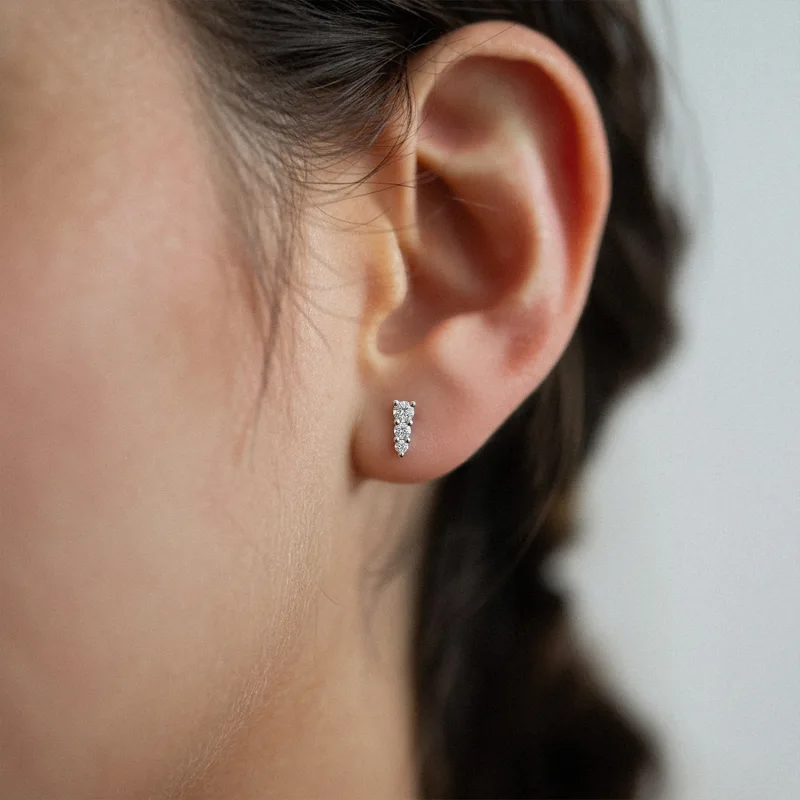 Icicle Drop Lab Diamond Earrings-Platinum worn
