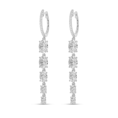 Oval Line Drop Lab Diamond Hoop Earrings (2.75 ct. tw.)-14K White Gold