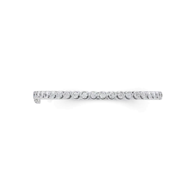 Reversible Round & Emerald Lab Diamond Silver Bangle Bracelet-Silver