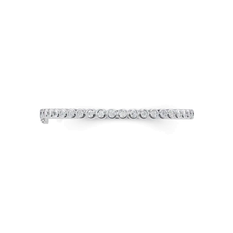 Reversible Round & Emerald Lab Diamond Silver Bangle Bracelet-Silver