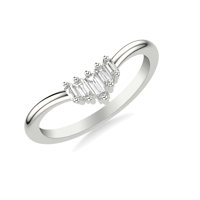 Yasmin Baguette Diamond V-Wedding Band 14K White Gold
