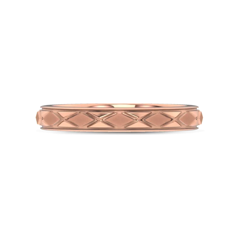 Textured Argyle Wedding Band 14K Rose Gold