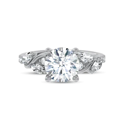 Hayden Curved Vine Lab Engagement Ring, Round