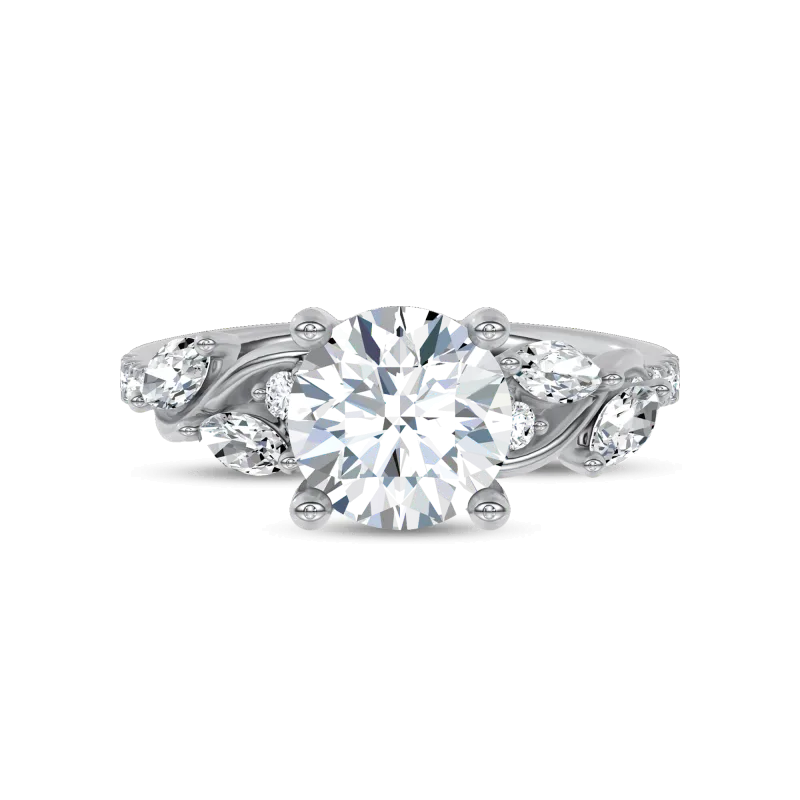 Hayden Curved Vine Lab Engagement Ring, Round