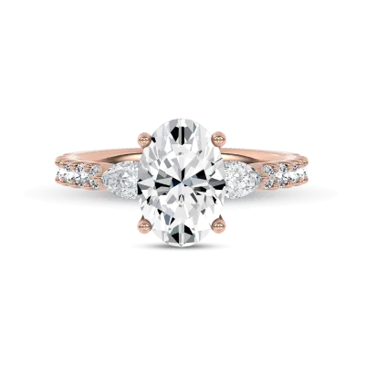 Perelle Pear Pave Lab Engagement Ring, Oval