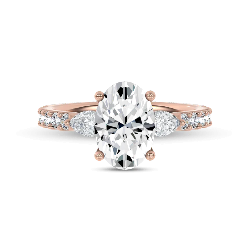 Perelle Pear Pave Lab Engagement Ring, Oval