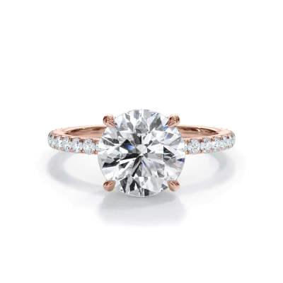 Bellora Pave Hidden Halo Lab Engagement Ring, Round