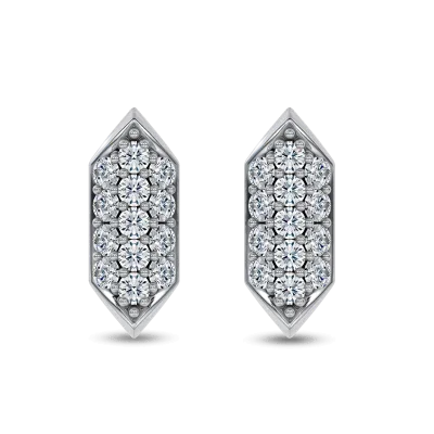 Corza Pave Link Lab Diamond Silver Stud Earrings by Christian Siriano-Silver