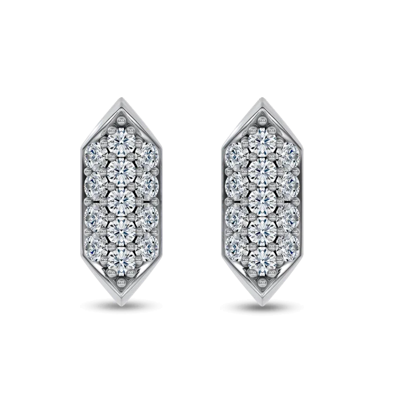 Corza Pave Link Lab Diamond Silver Stud Earrings by Christian Siriano-Silver