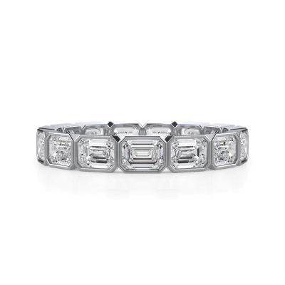 East-West Emerald-Cut Bezel Lab Diamond Eternity Ring (2.10ct. tw.) 14K White Gold