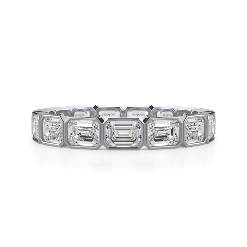 East-West Emerald-Cut Bezel Lab Diamond Eternity Ring (2.10ct. tw.) 14K White Gold