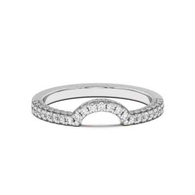 Trio Diamond Curved Wedding Band 14K White Gold