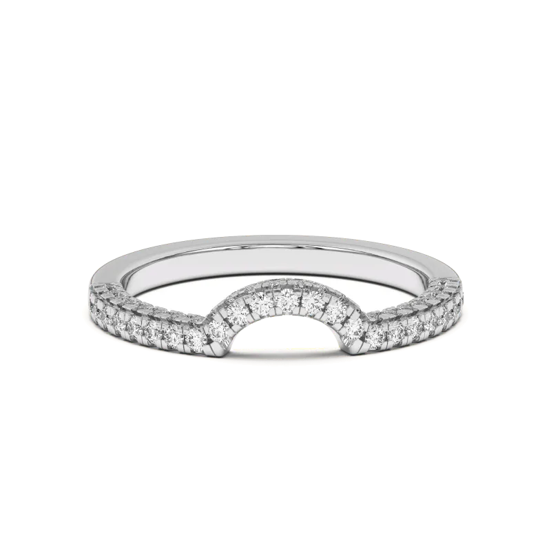 Trio Diamond Curved Wedding Band 14K White Gold