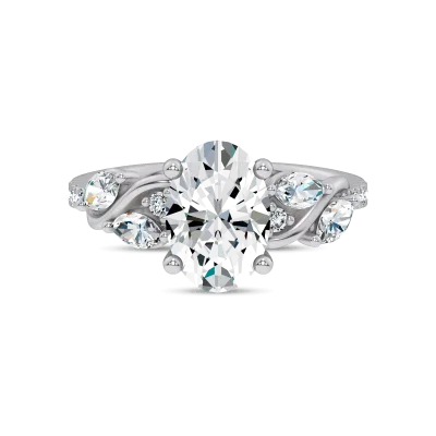 Hayden Curved Vine Lab Engagement Ring, Oval