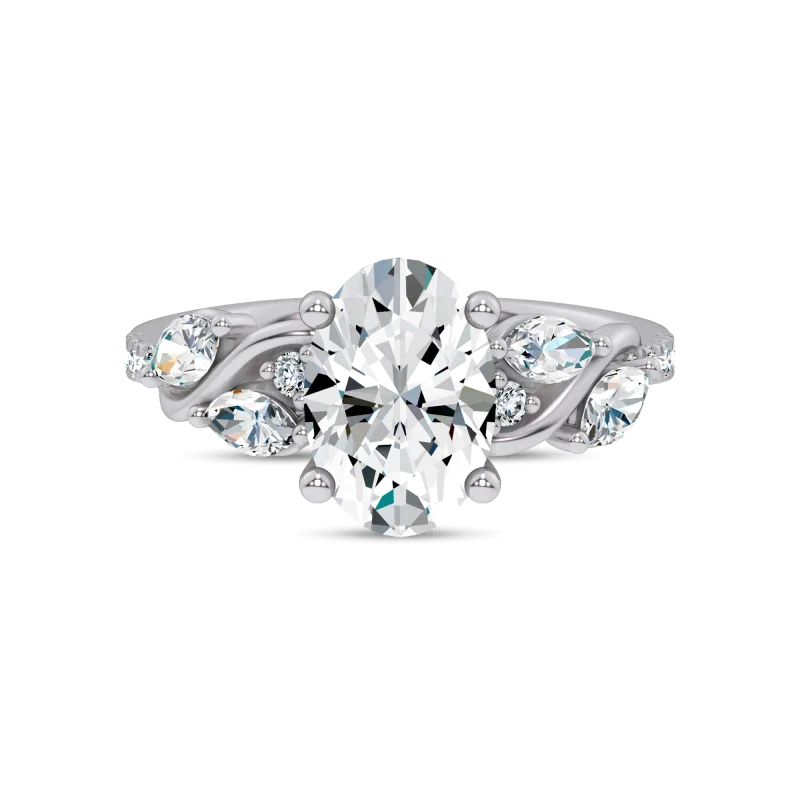 Hayden Curved Vine Lab Engagement Ring, Oval