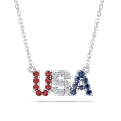 USA Lab Diamond Necklace-Silver