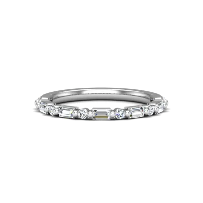 Orion Round And Baguette Diamond Wedding Band 14K White Gold