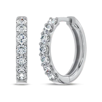 Lab Diamond Huggie Silver Earrings-Silver