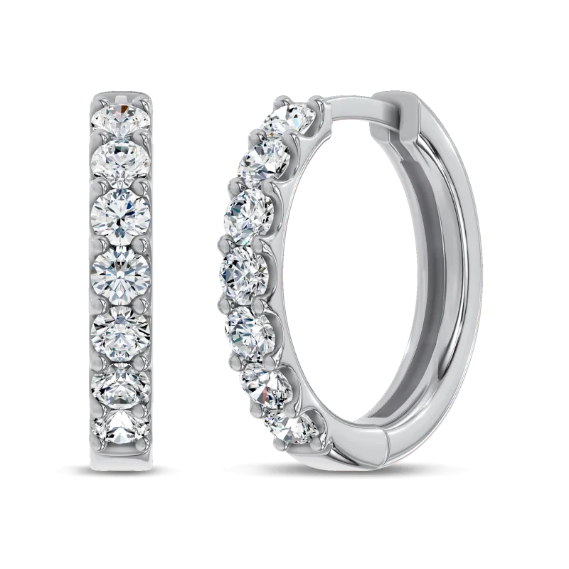Lab Diamond Huggie Silver Earrings-Silver