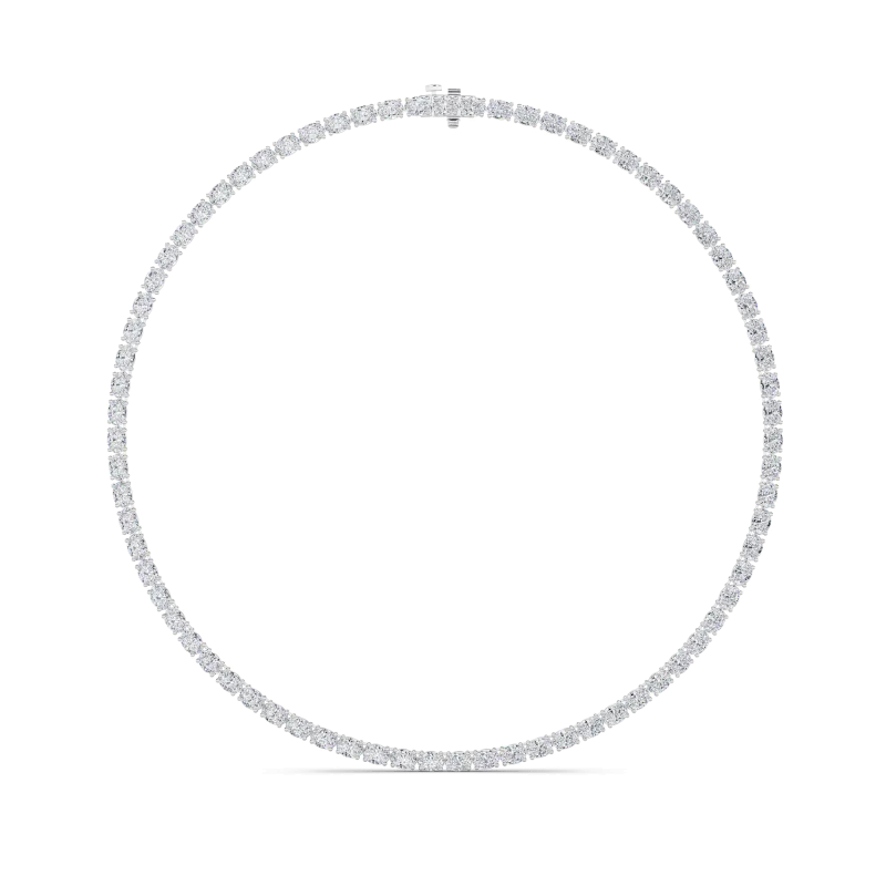 Adjustable Oval Lab Diamond Eternity Necklace (19.00 ct. tw.)-14K White Gold