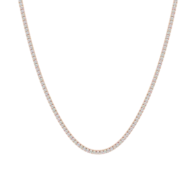 Round Lab Diamond Four Prong Tennis Necklace (7 1/4 ct. tw.)-14K Rose Gold