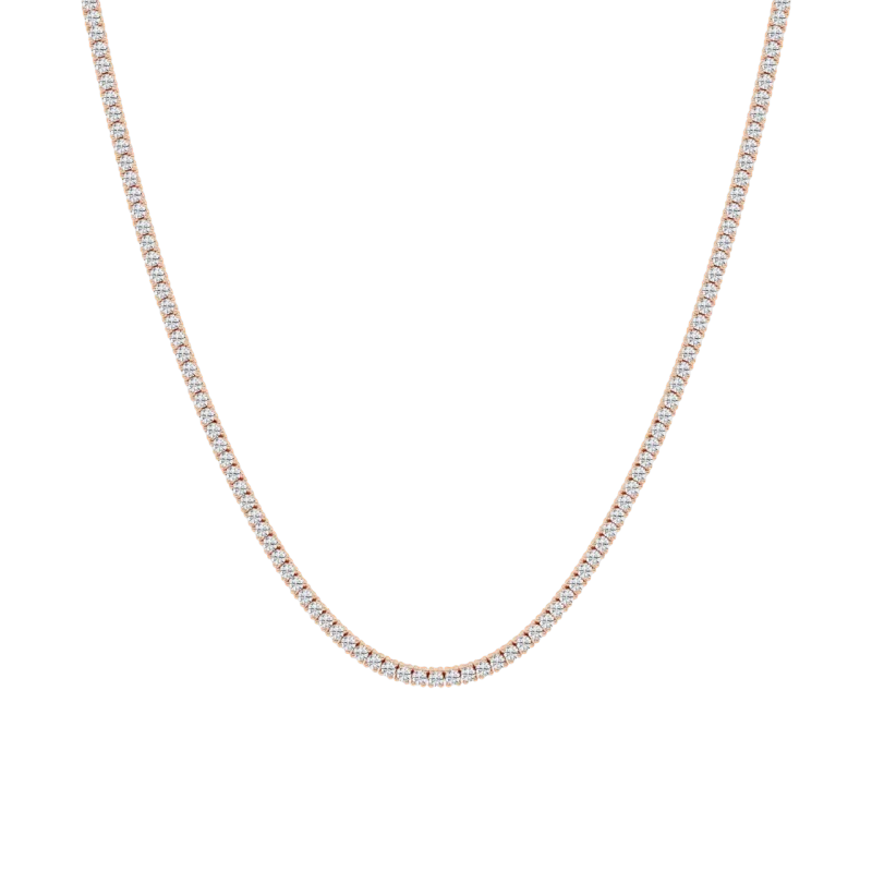 Round Lab Diamond Four Prong Tennis Necklace (7 1/4 ct. tw.)-14K Rose Gold