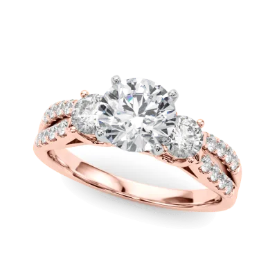 Rosella Three Stone Lab Engagement Ring, Round