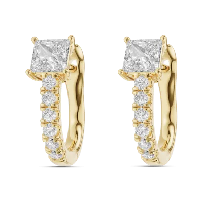 Princess Spotlight Lab Diamond Huggie Earrings (1 ct. tw.)-14K Yellow Gold