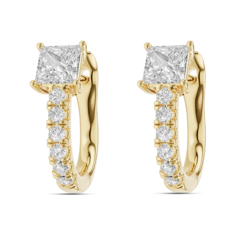 Princess Spotlight Lab Diamond Huggie Earrings (1 ct. tw.)-14K Yellow Gold