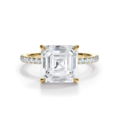 Bellora Pave Hidden Halo Engagement Ring, Asscher