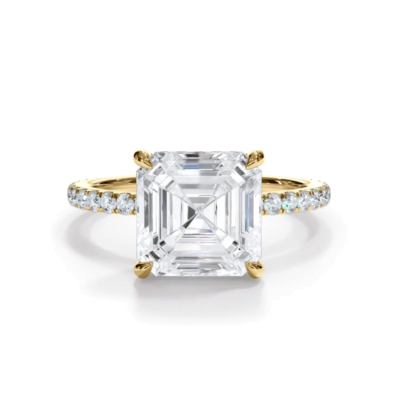 Bellora Pave Hidden Halo Engagement Ring, Asscher