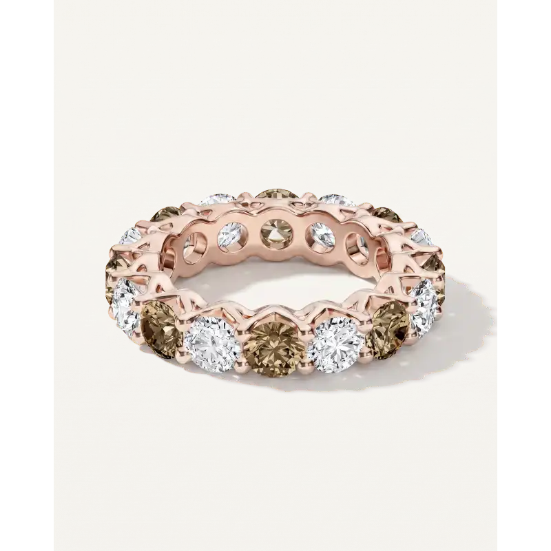 Unity Prong Champagne & Lab Diamond Eternity Wedding Band (4.80 ct. tw.) 14K Rose Gold