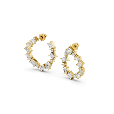 Spotlight Mixed Shape Lab Diamond Hoops-14K Yellow Gold